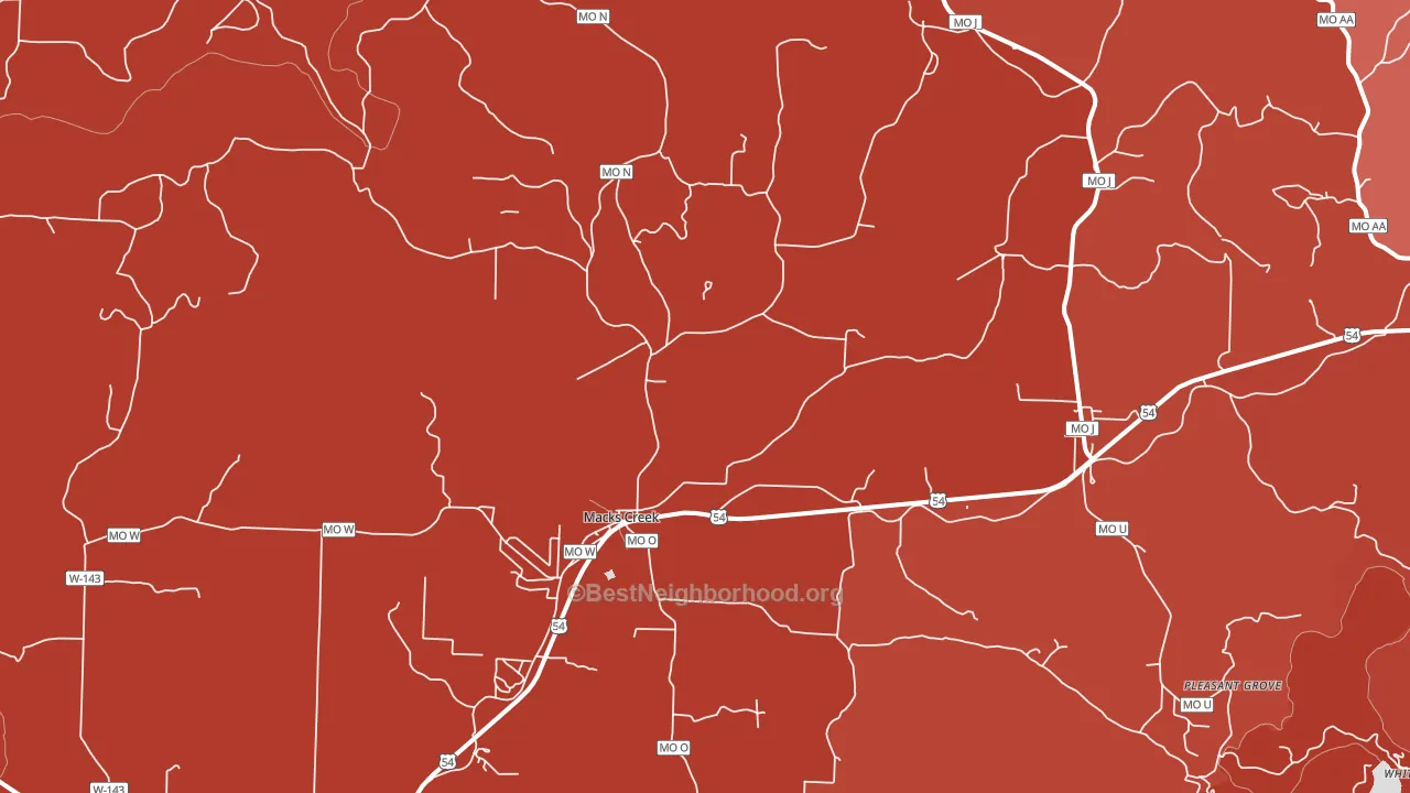 Macks Creek, MO block-group political-lean map