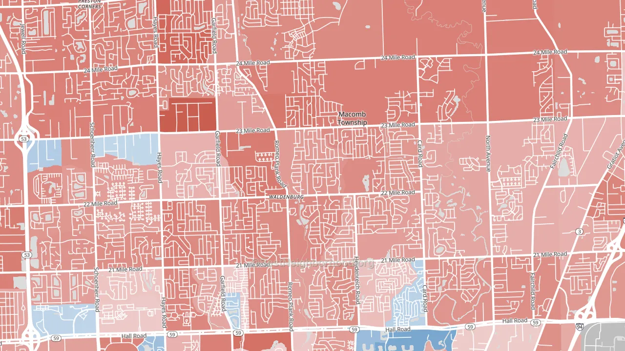 Macomb, MI block-group political-lean map
