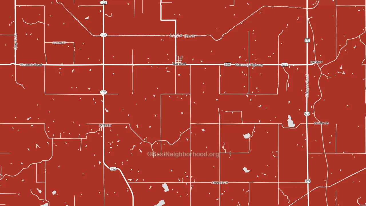 Macomb, OK block-group political-lean map