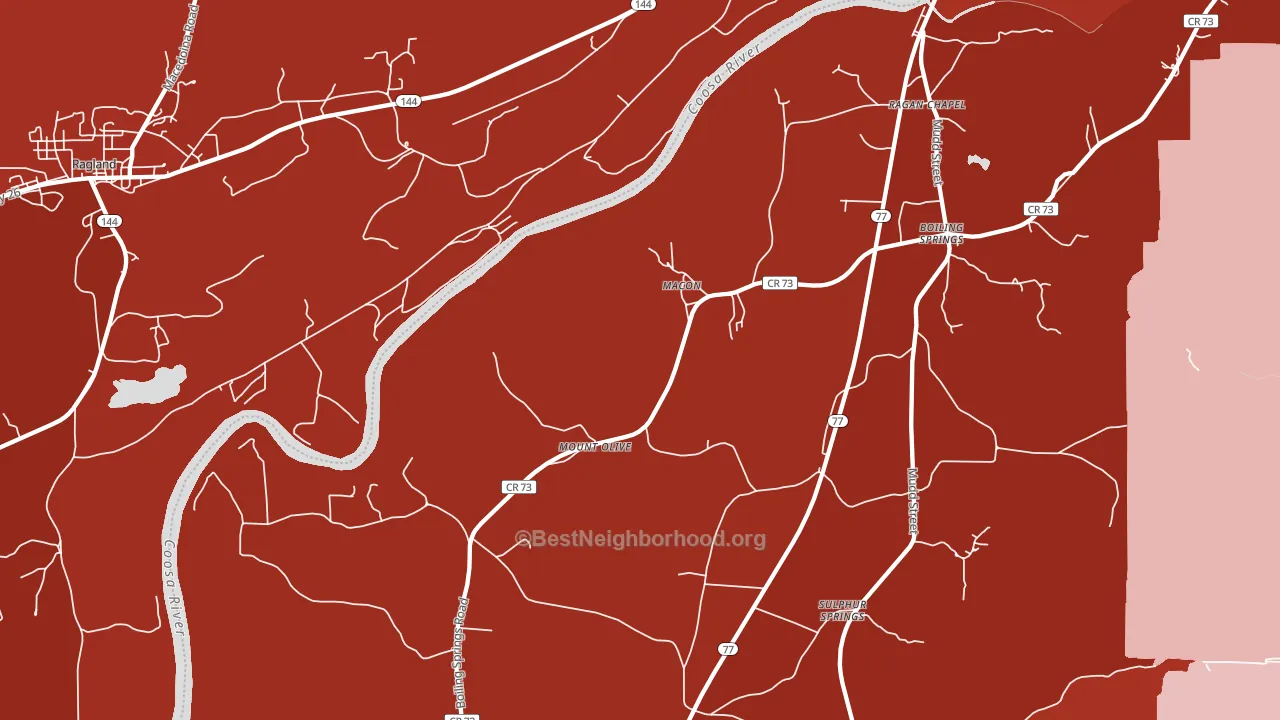 Macon, AL block-group political-lean map
