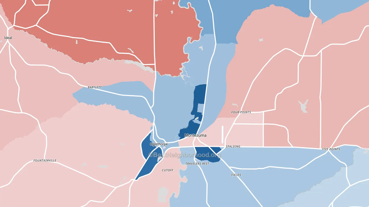 Macon County, GA block-group political-lean map