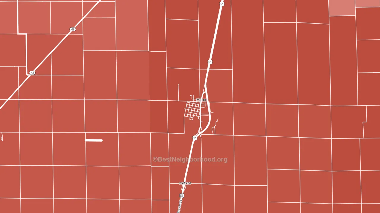 Macon, IL block-group political-lean map