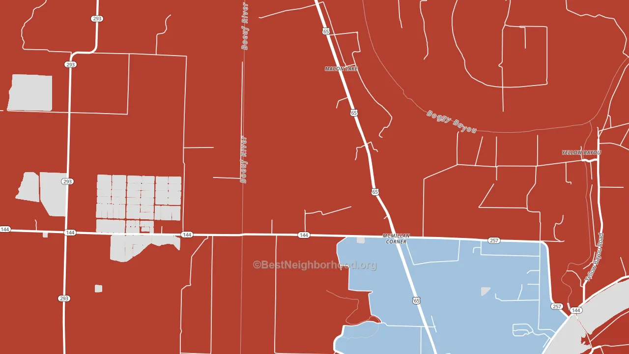 Macon Lake, AR block-group political-lean map