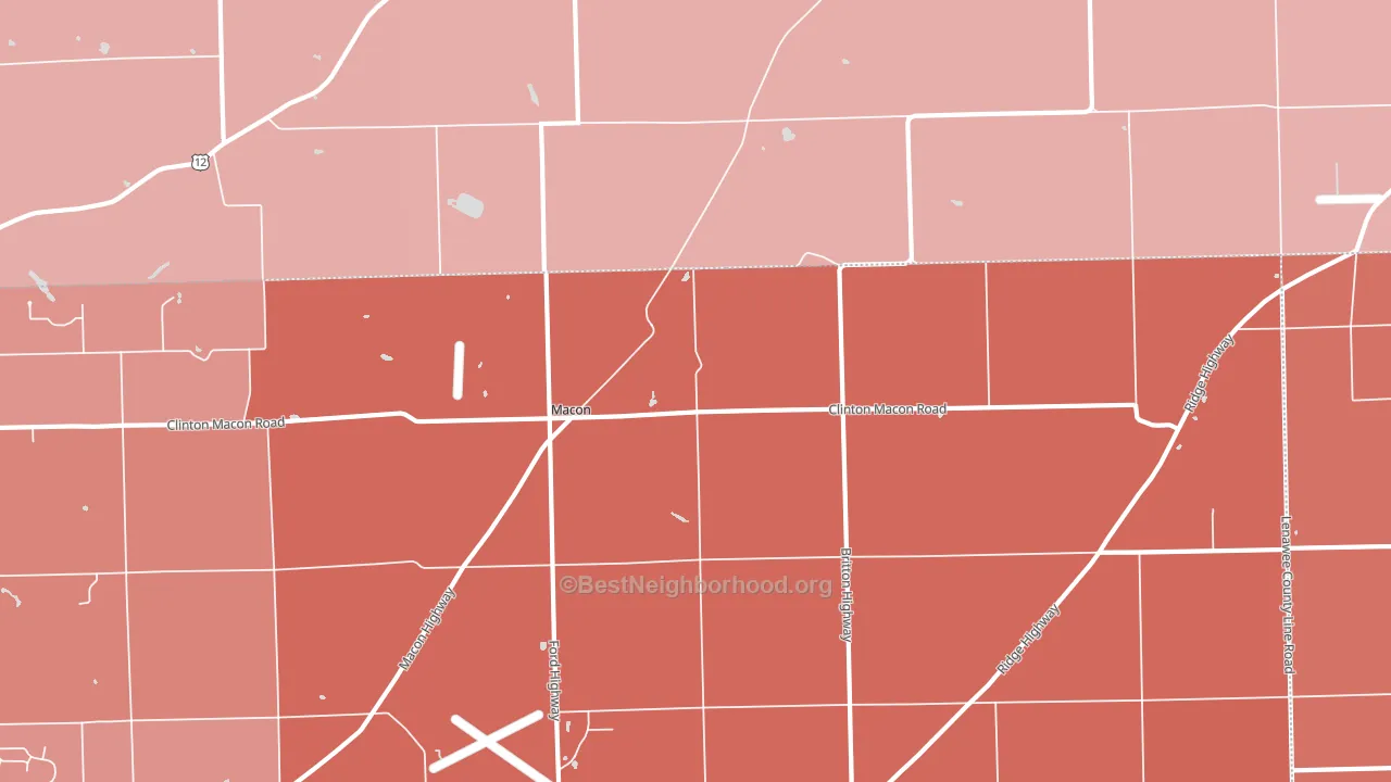 Macon, MI block-group political-lean map