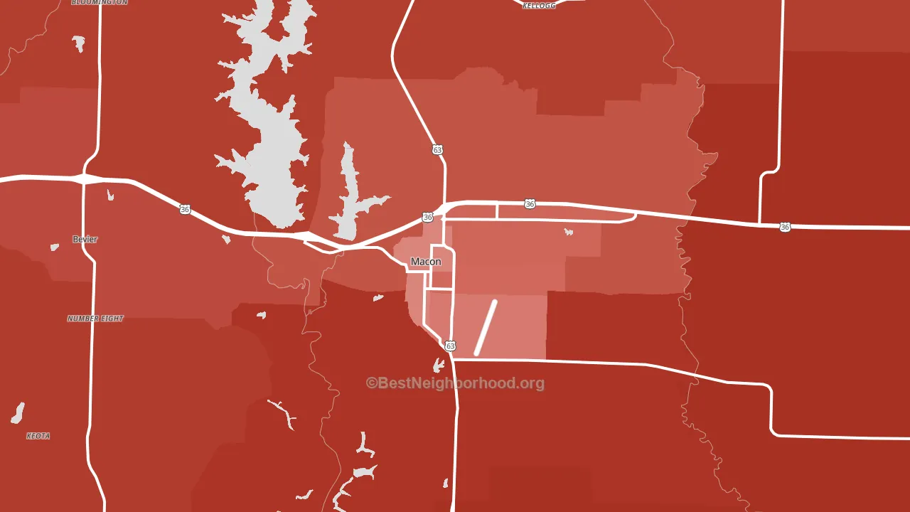 Macon, MO block-group political-lean map