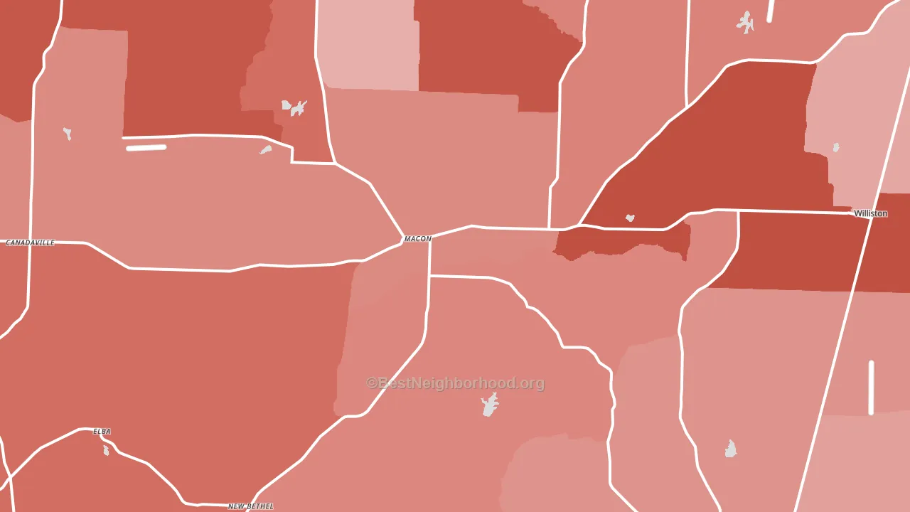 Macon, TN block-group political-lean map