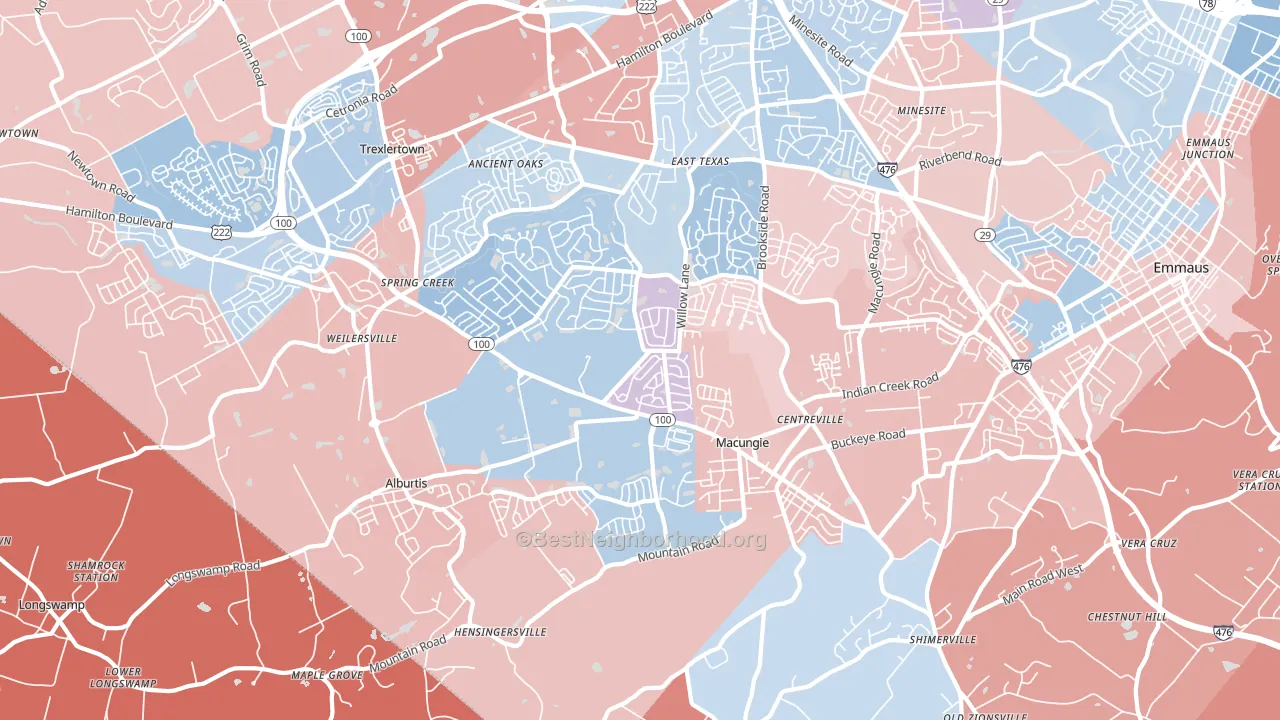 Macungie, PA block-group political-lean map