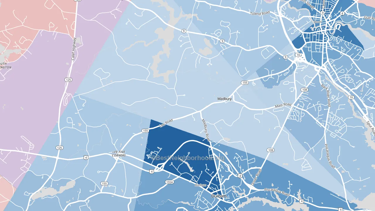 Madbury, NH block-group political-lean map