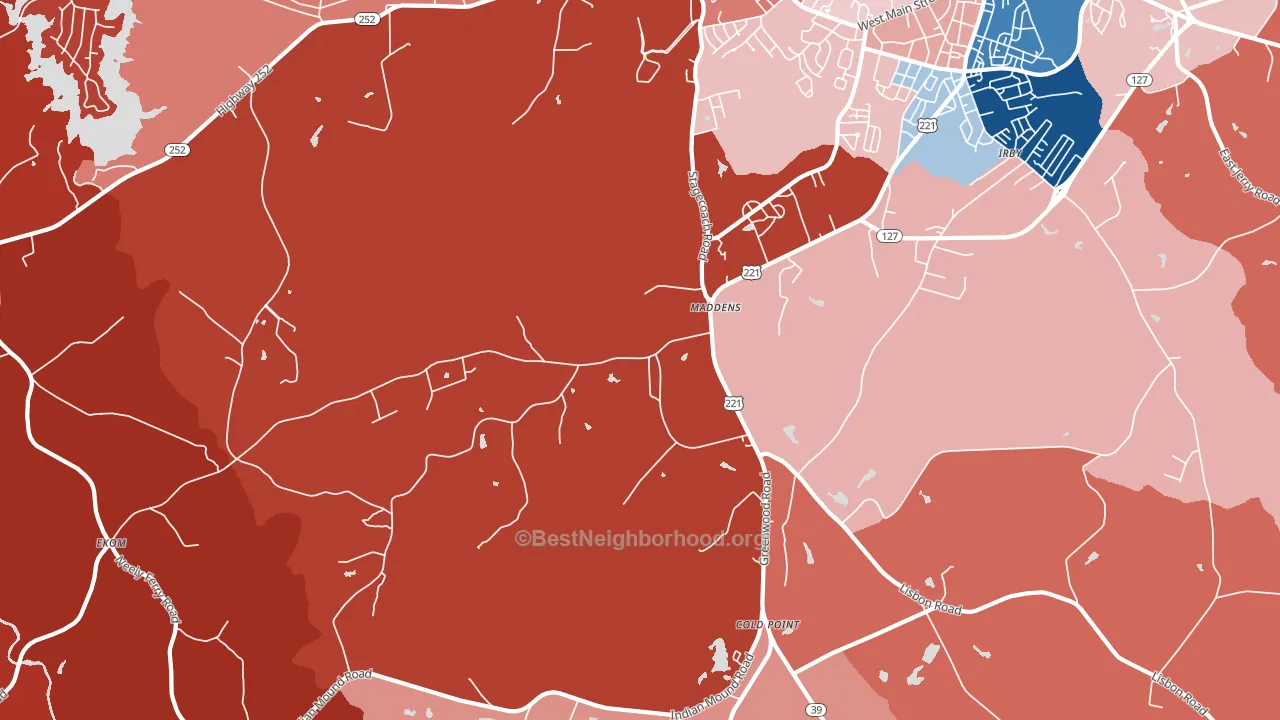 Maddens, SC block-group political-lean map