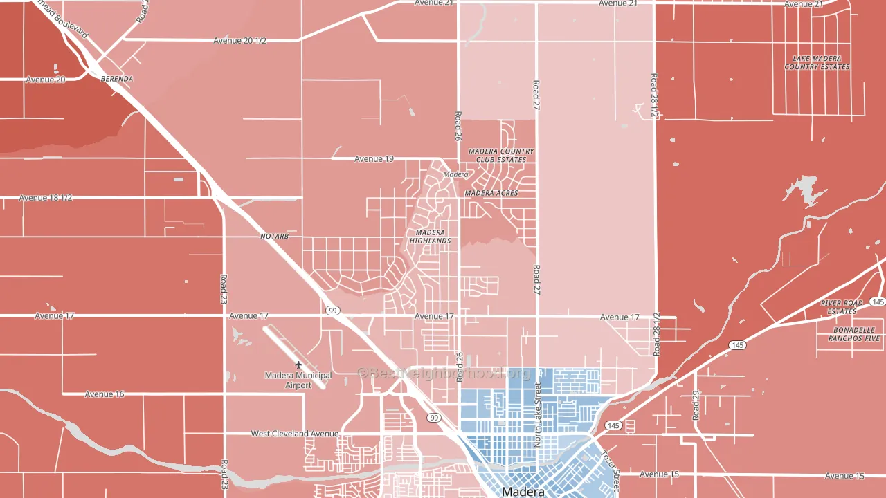 Madera Acres, CA block-group political-lean map