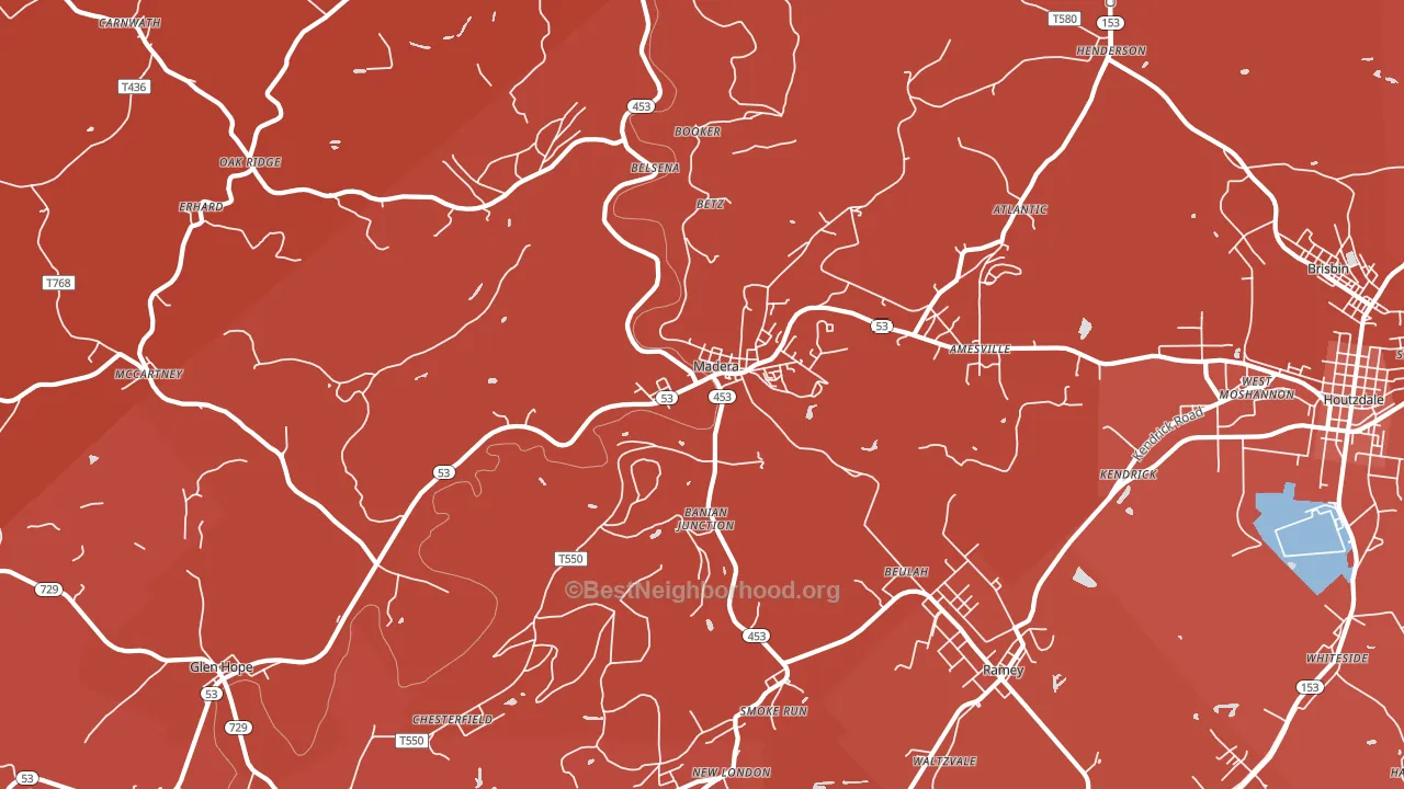 Madera, PA block-group political-lean map