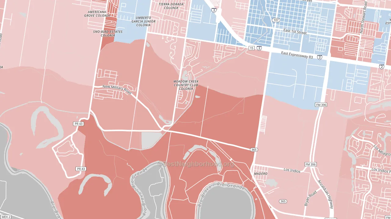 Madero, TX block-group political-lean map