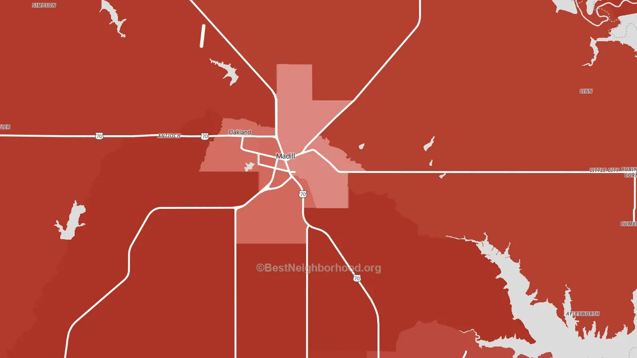 Madill, OK block-group political-lean map