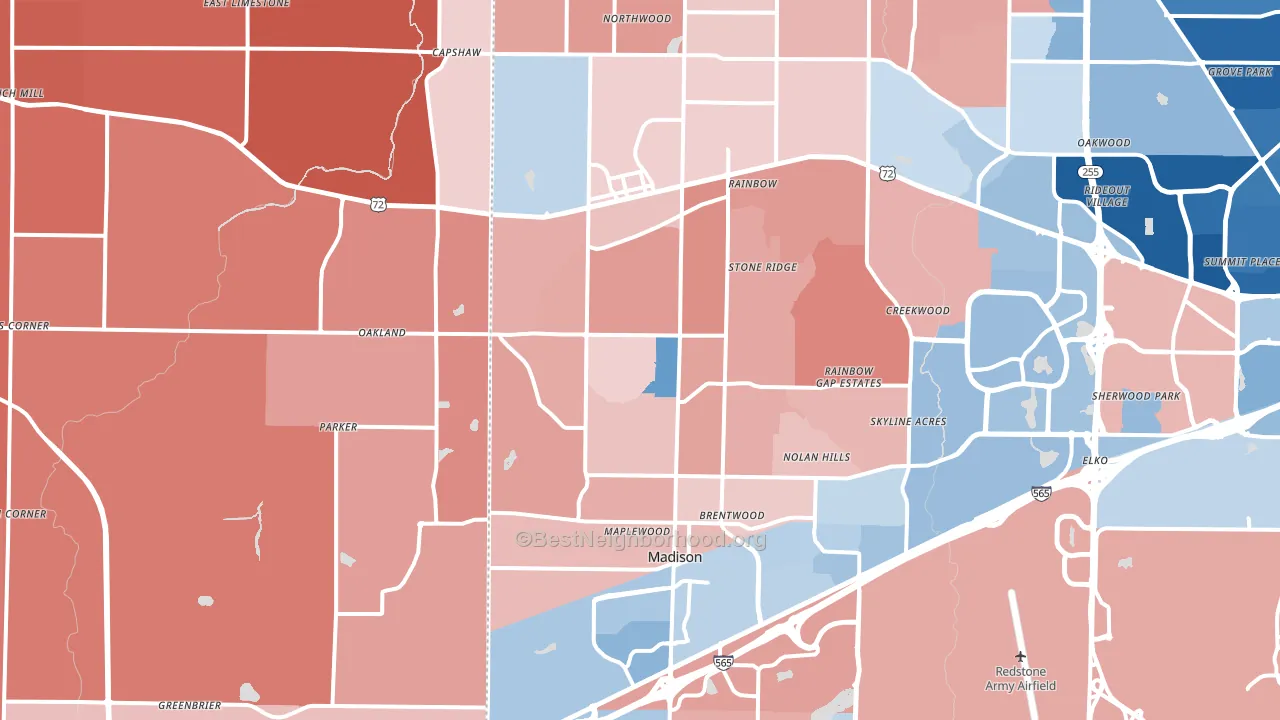 Madison, AL block-group political-lean map