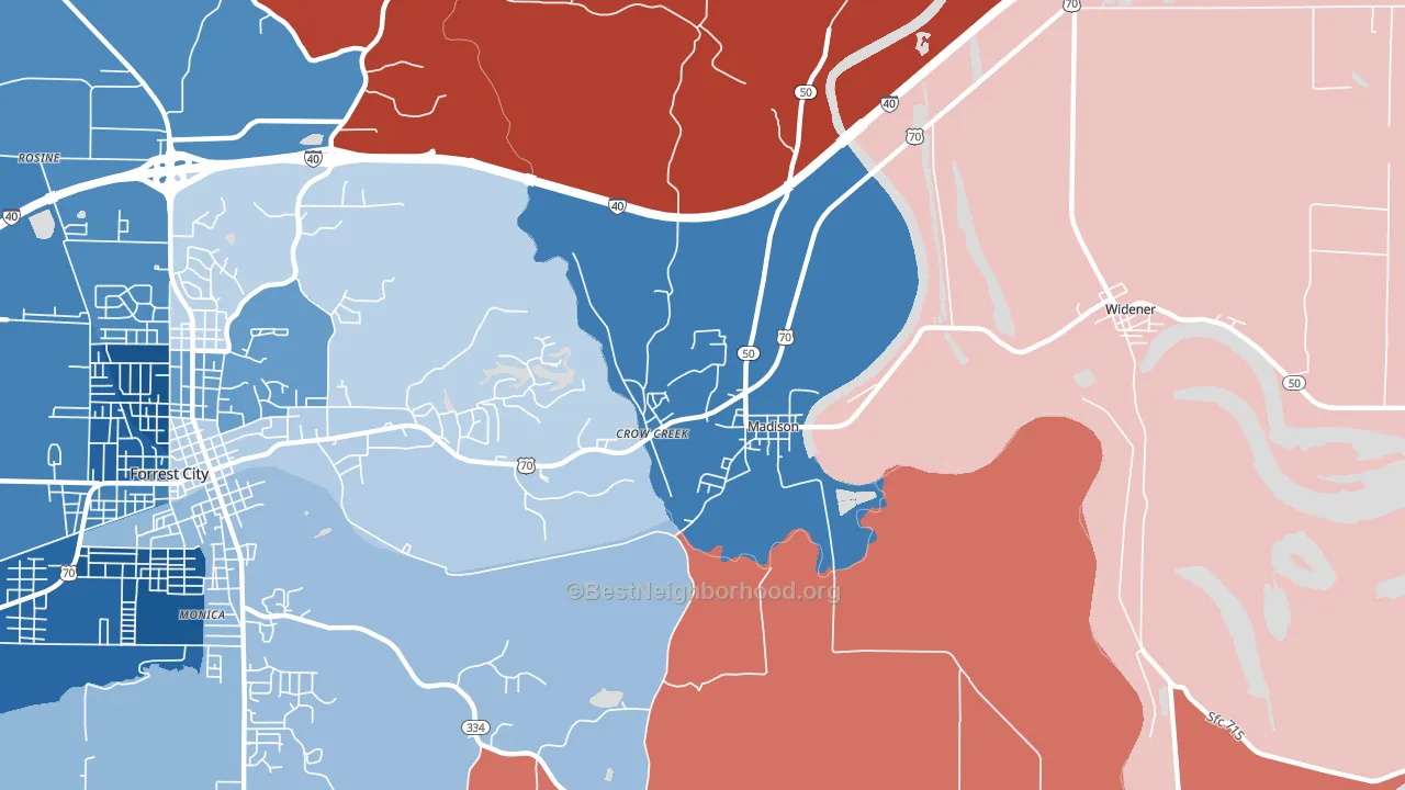 Madison, AR block-group political-lean map