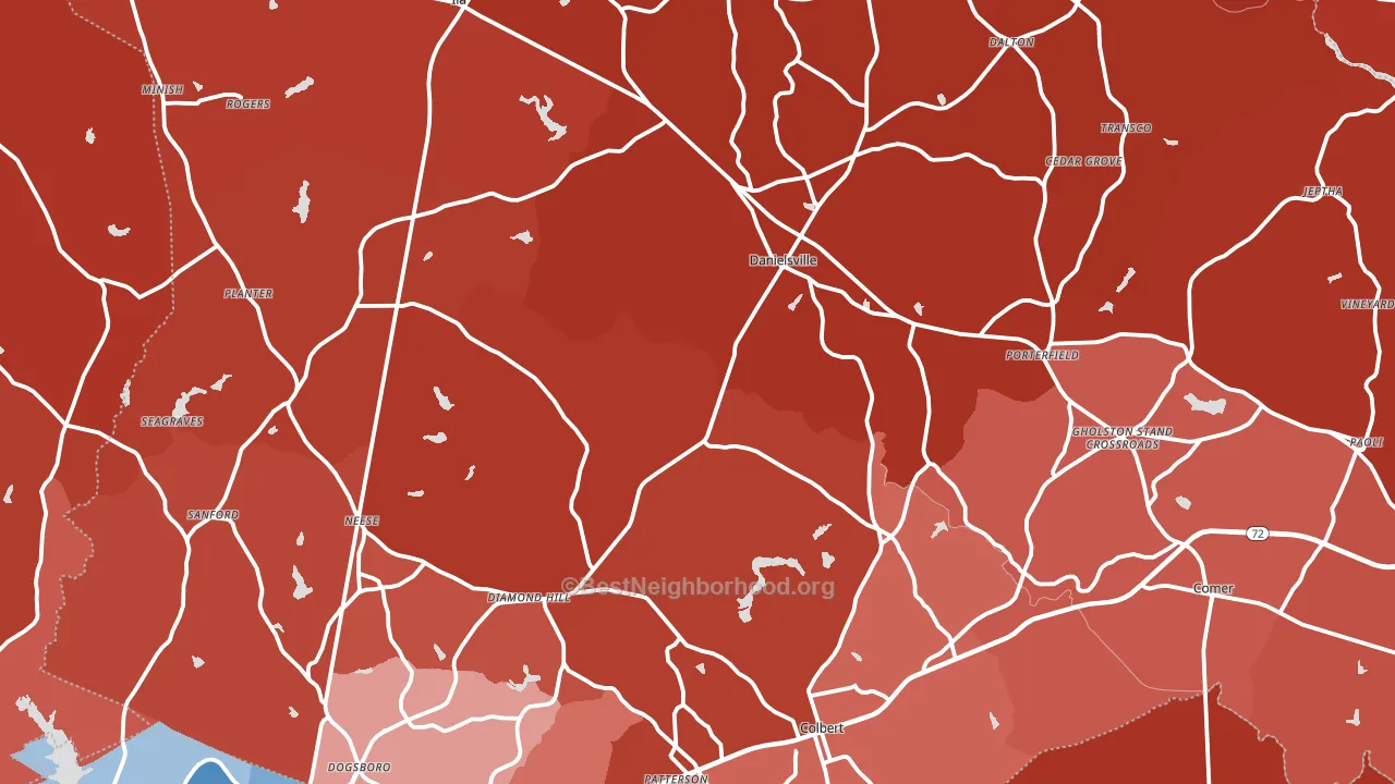 Madison County, GA block-group political-lean map
