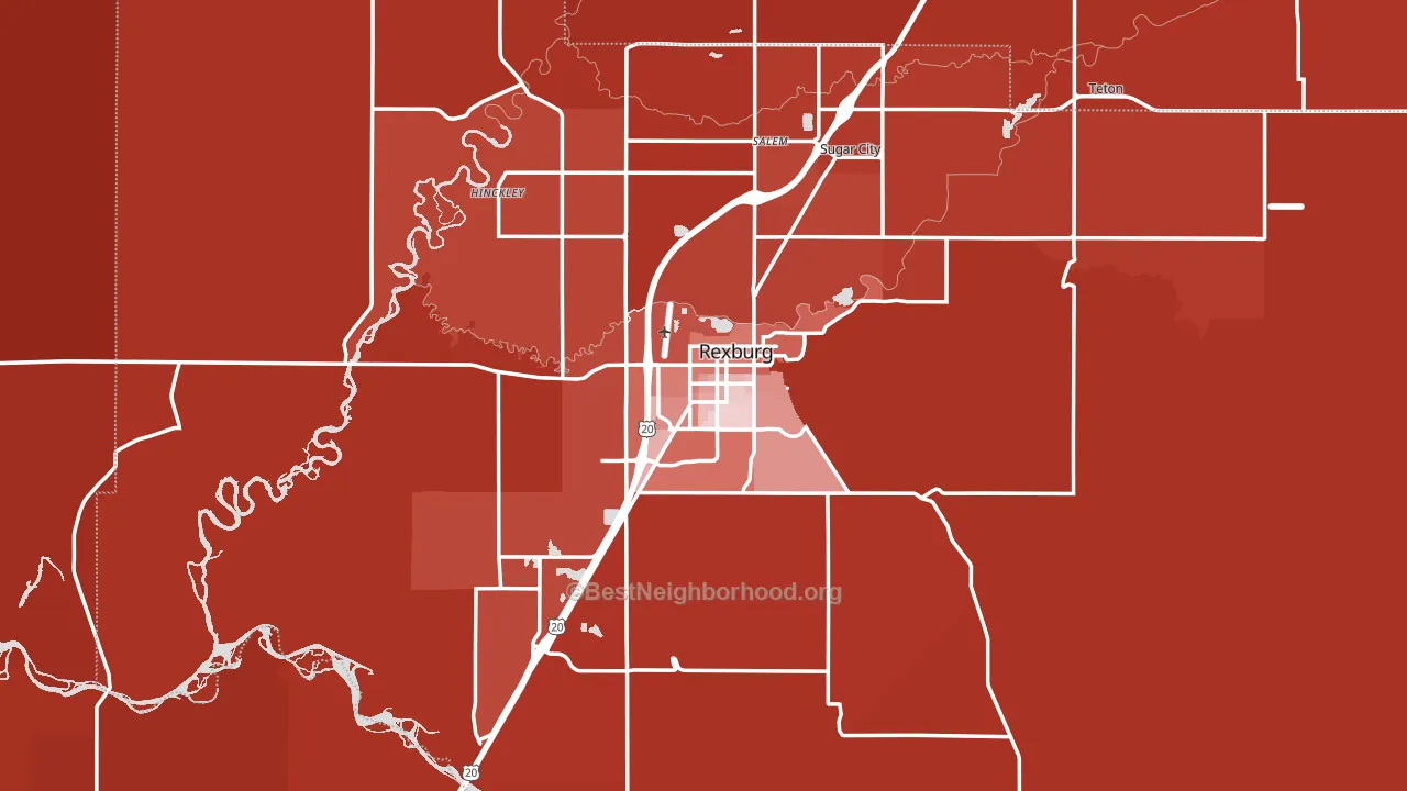 Madison County, ID block-group political-lean map