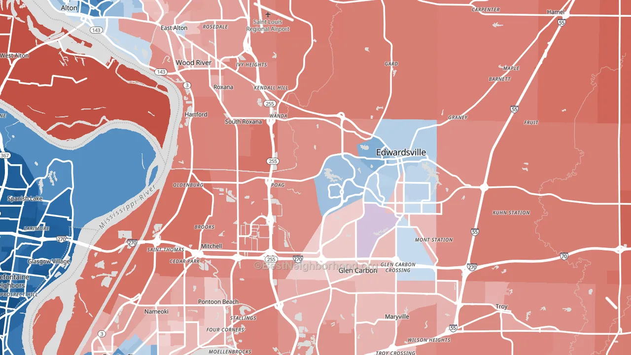 Madison County, IL block-group political-lean map