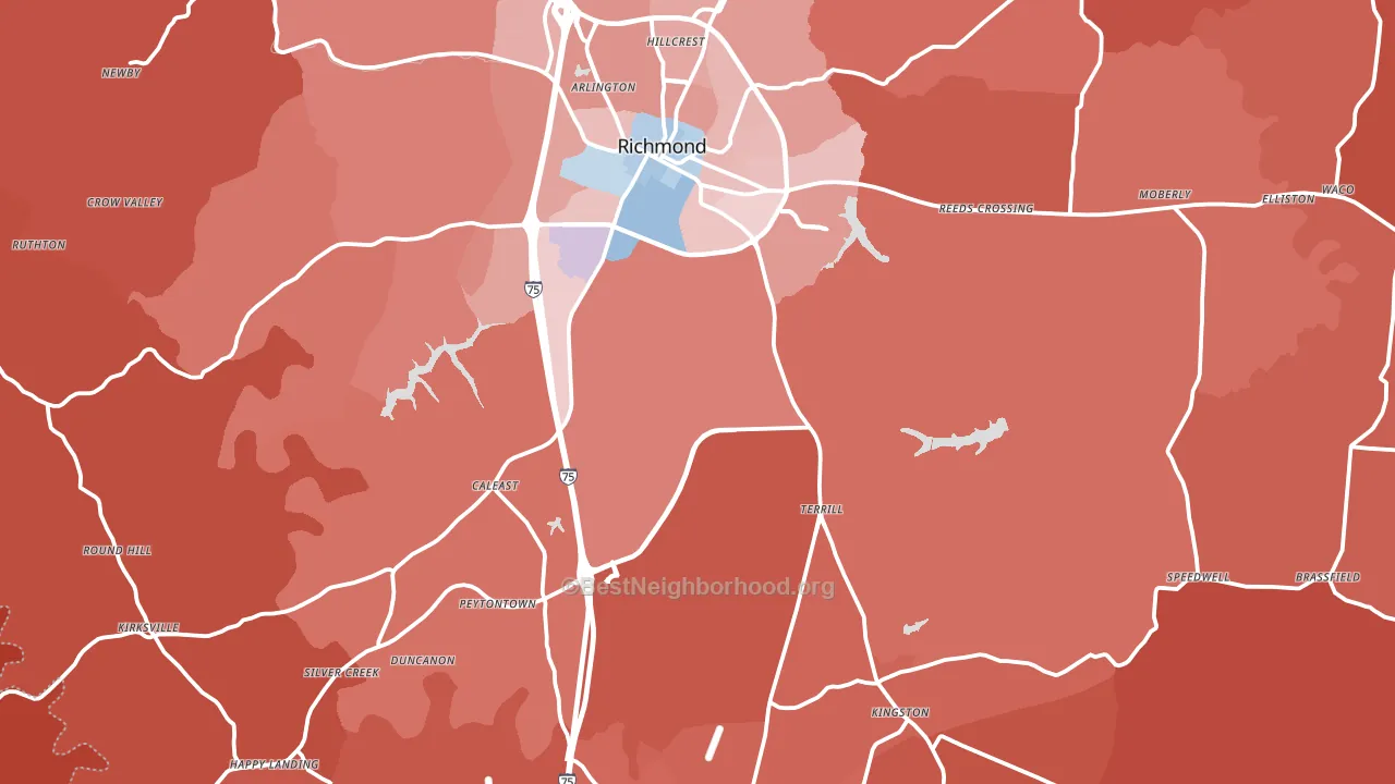 Madison County, KY block-group political-lean map