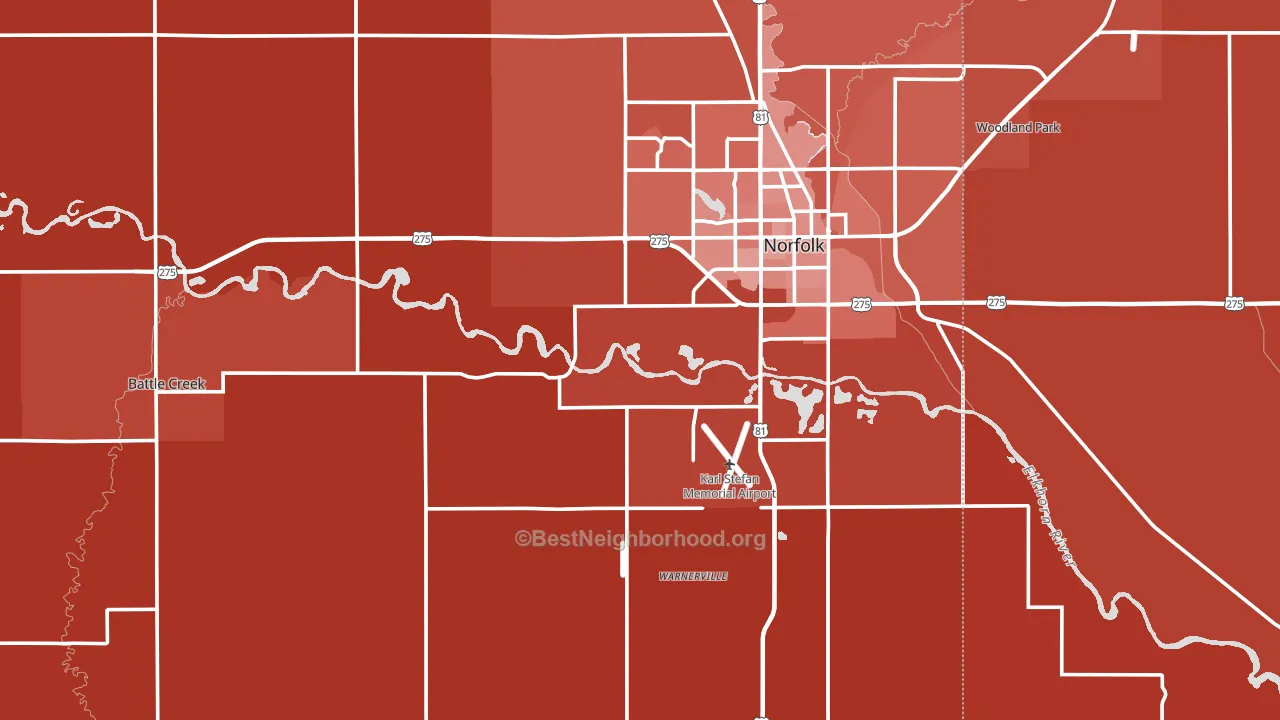 Madison County, NE block-group political-lean map