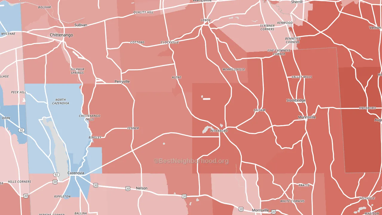 Madison County, NY block-group political-lean map