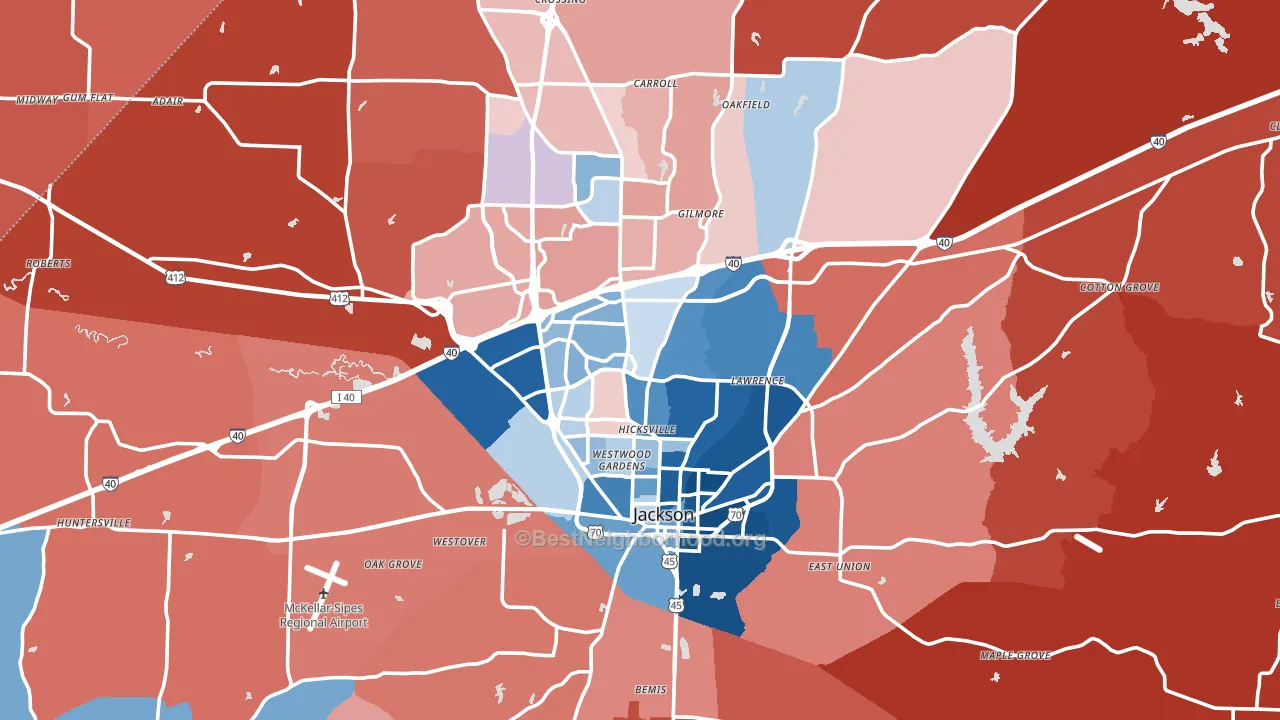 Madison County, TN block-group political-lean map