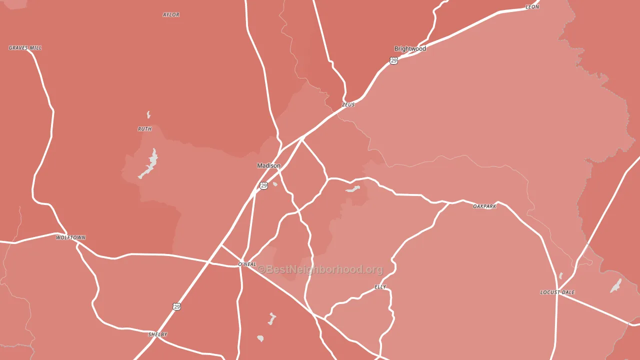 Madison County, VA block-group political-lean map
