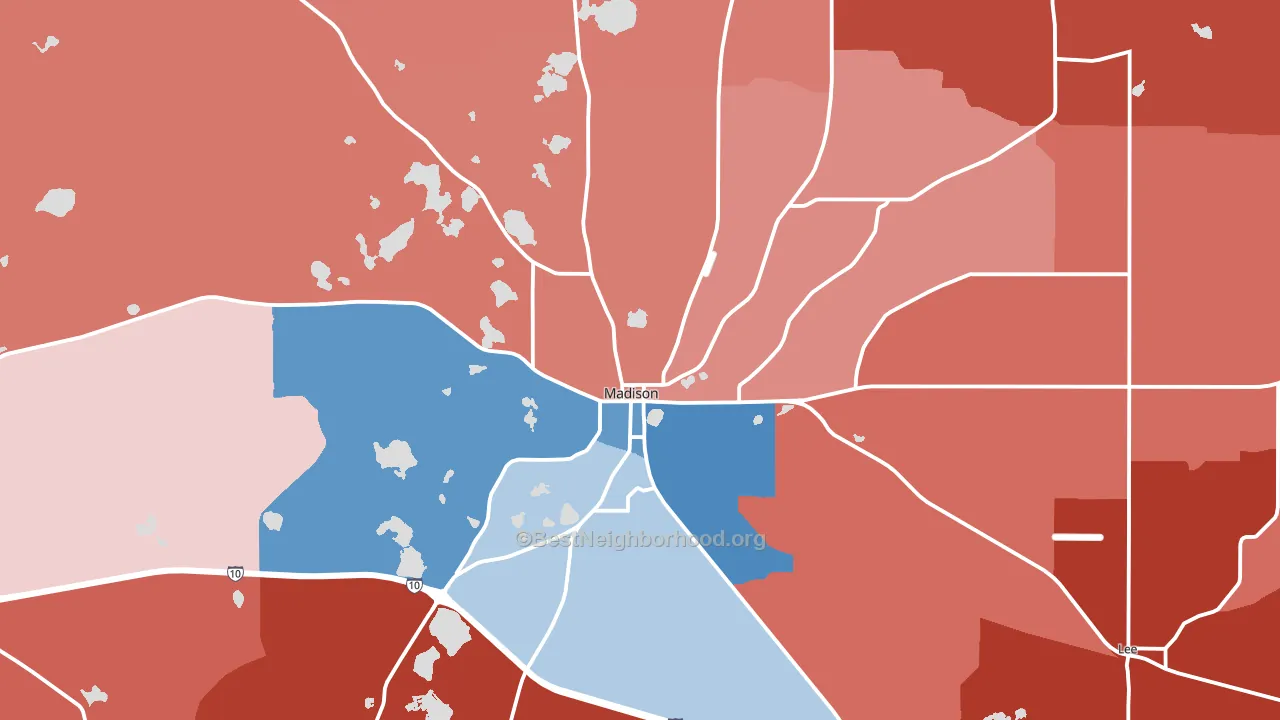 Madison, FL block-group political-lean map