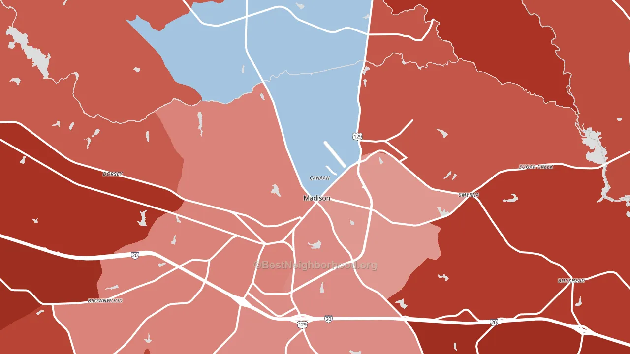 Madison, GA block-group political-lean map