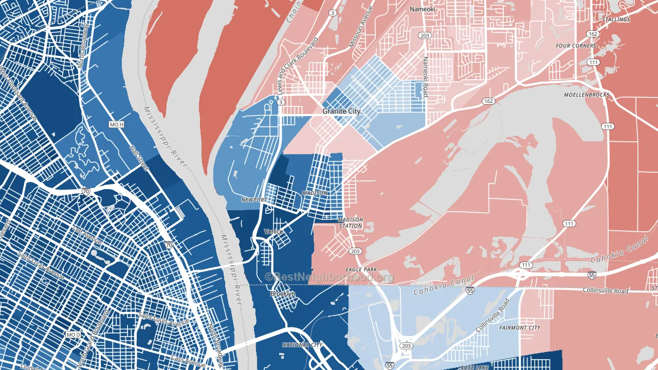 Madison, IL block-group political-lean map
