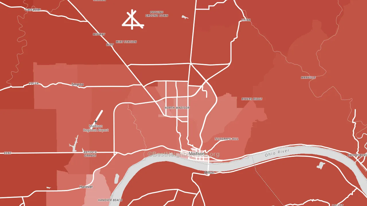 Madison, IN block-group political-lean map