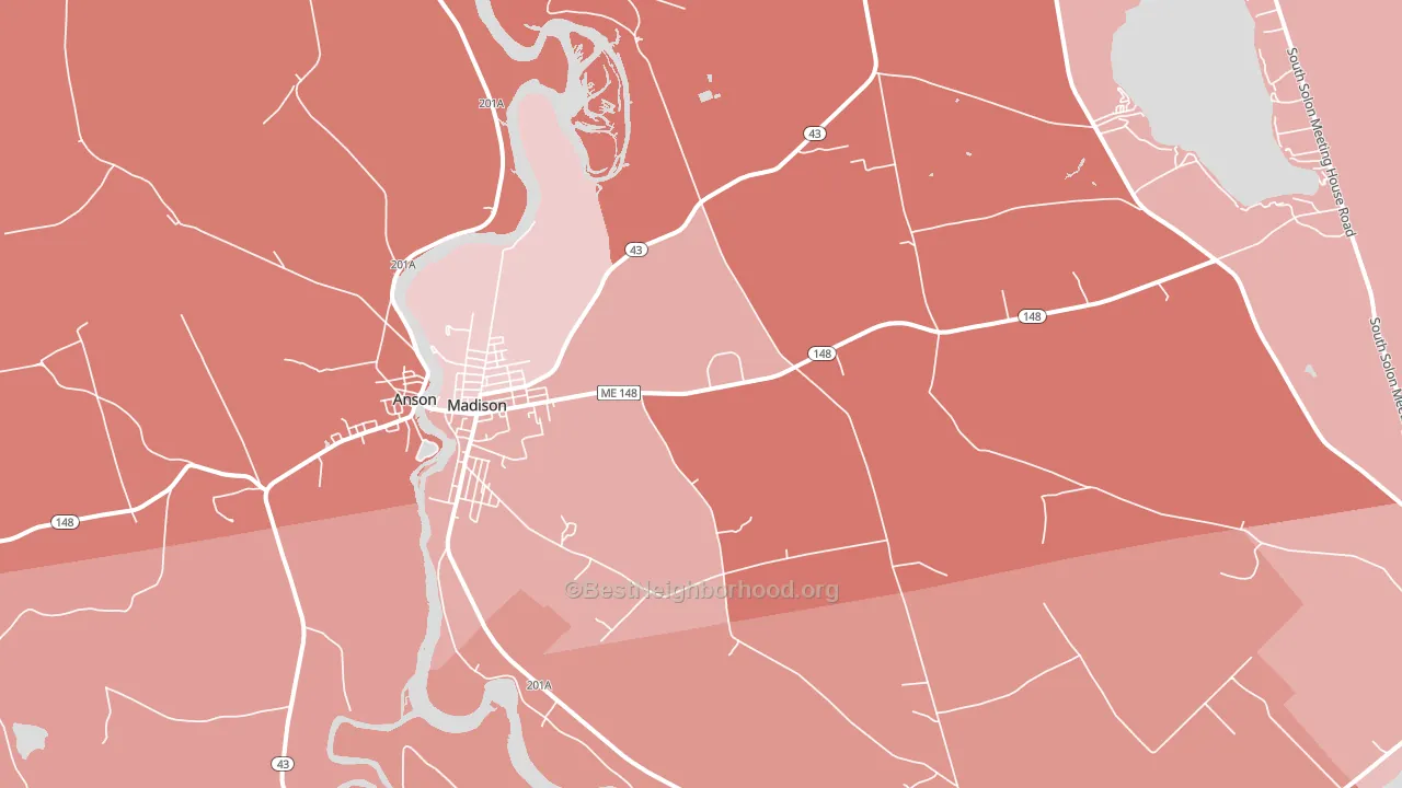 Madison, ME block-group political-lean map