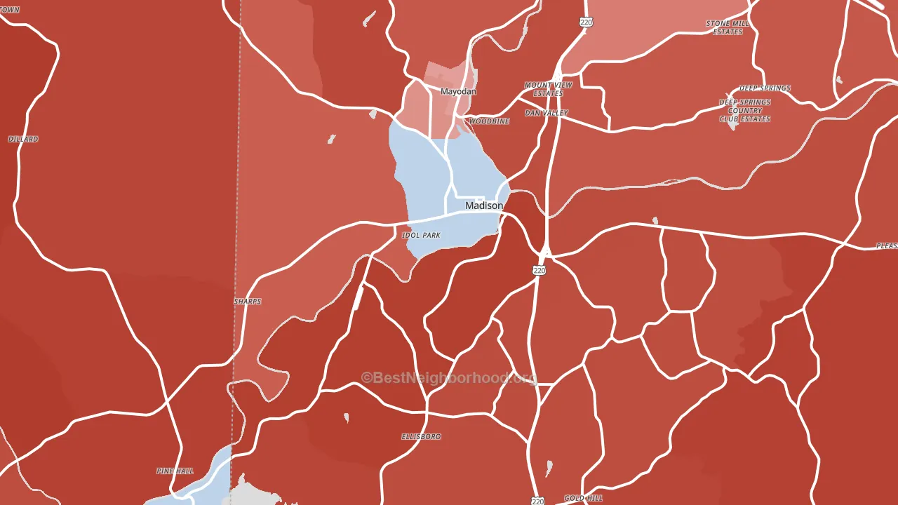 Madison, NC block-group political-lean map