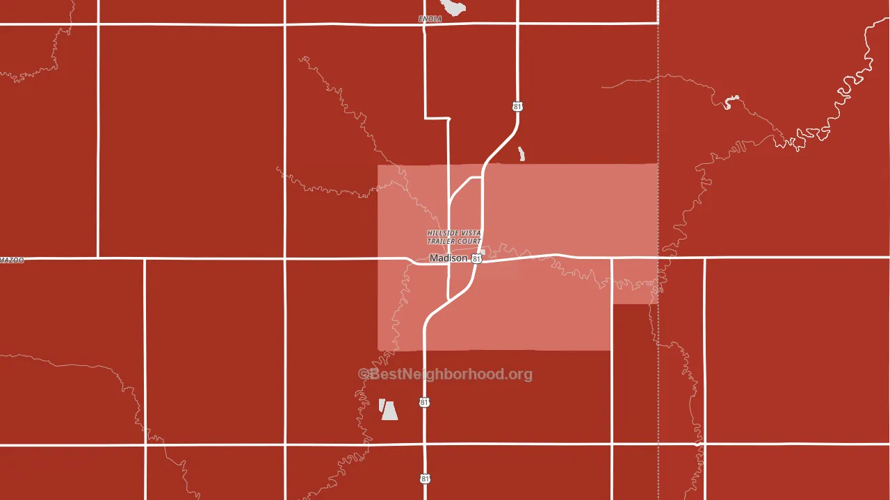 Madison, NE block-group political-lean map