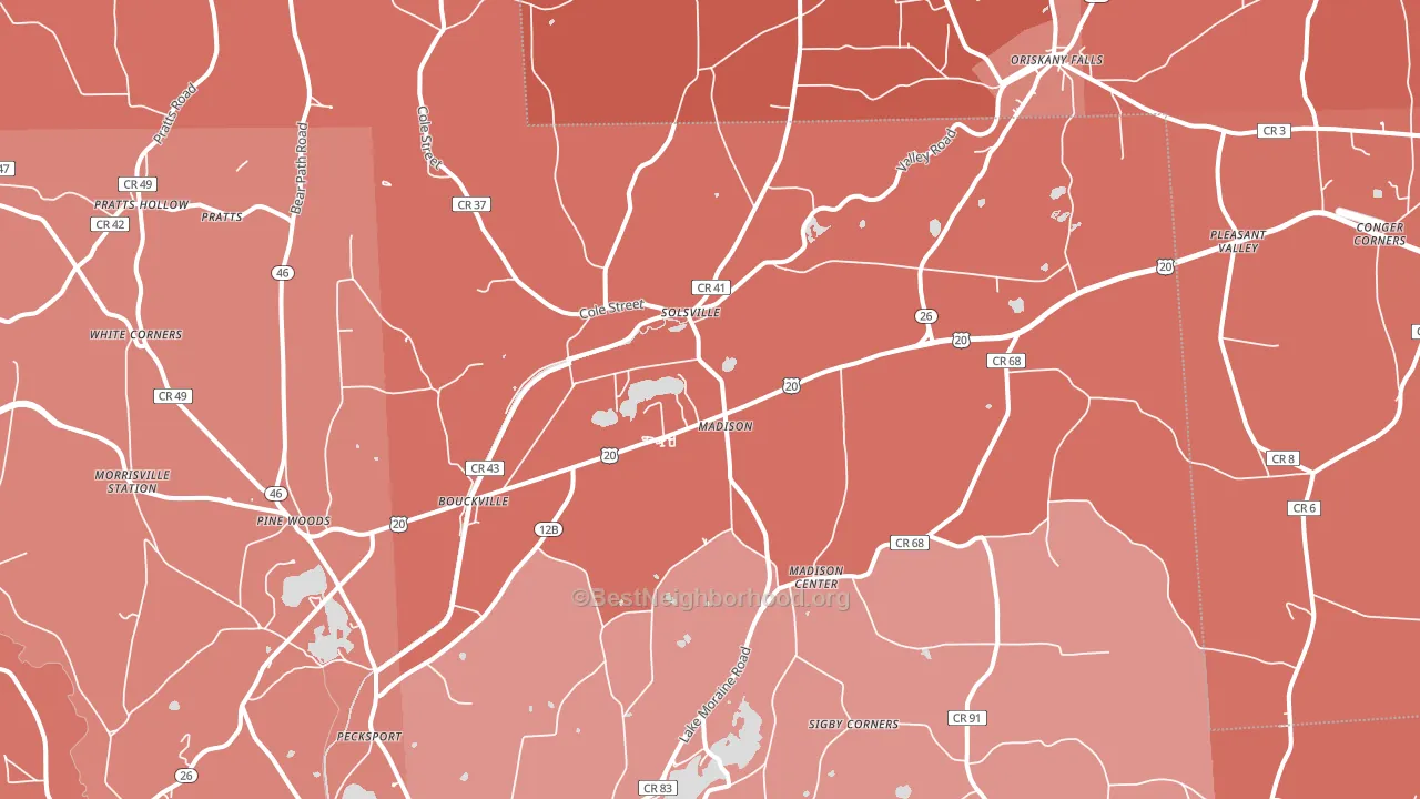 Madison, NY block-group political-lean map