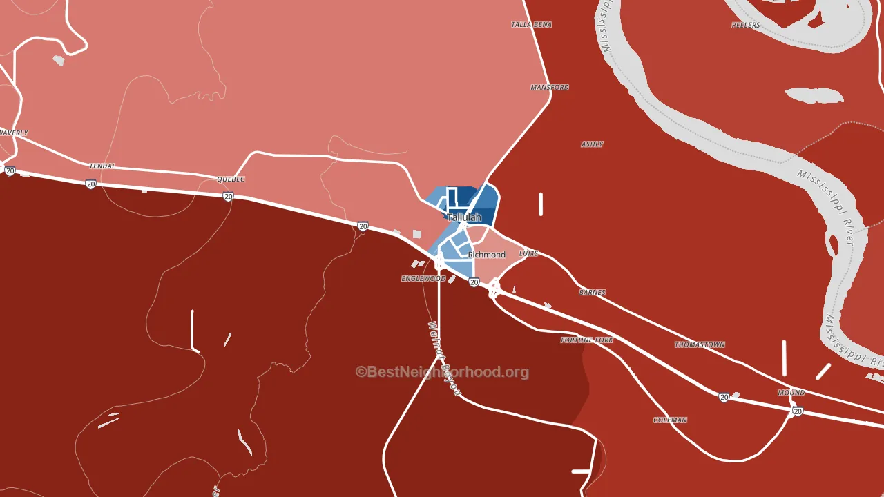 Madison Parish, LA block-group political-lean map