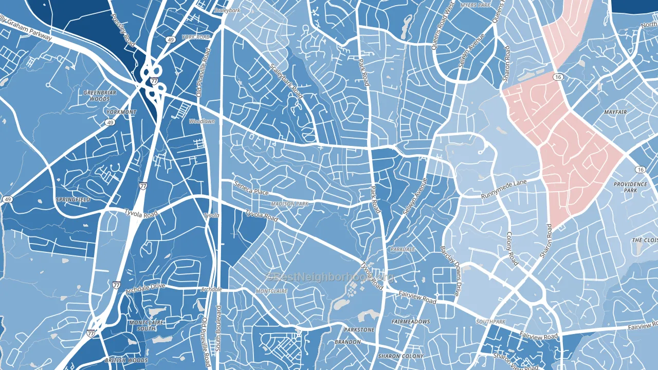 Madison Park, Charlotte, NC block-group political-lean map