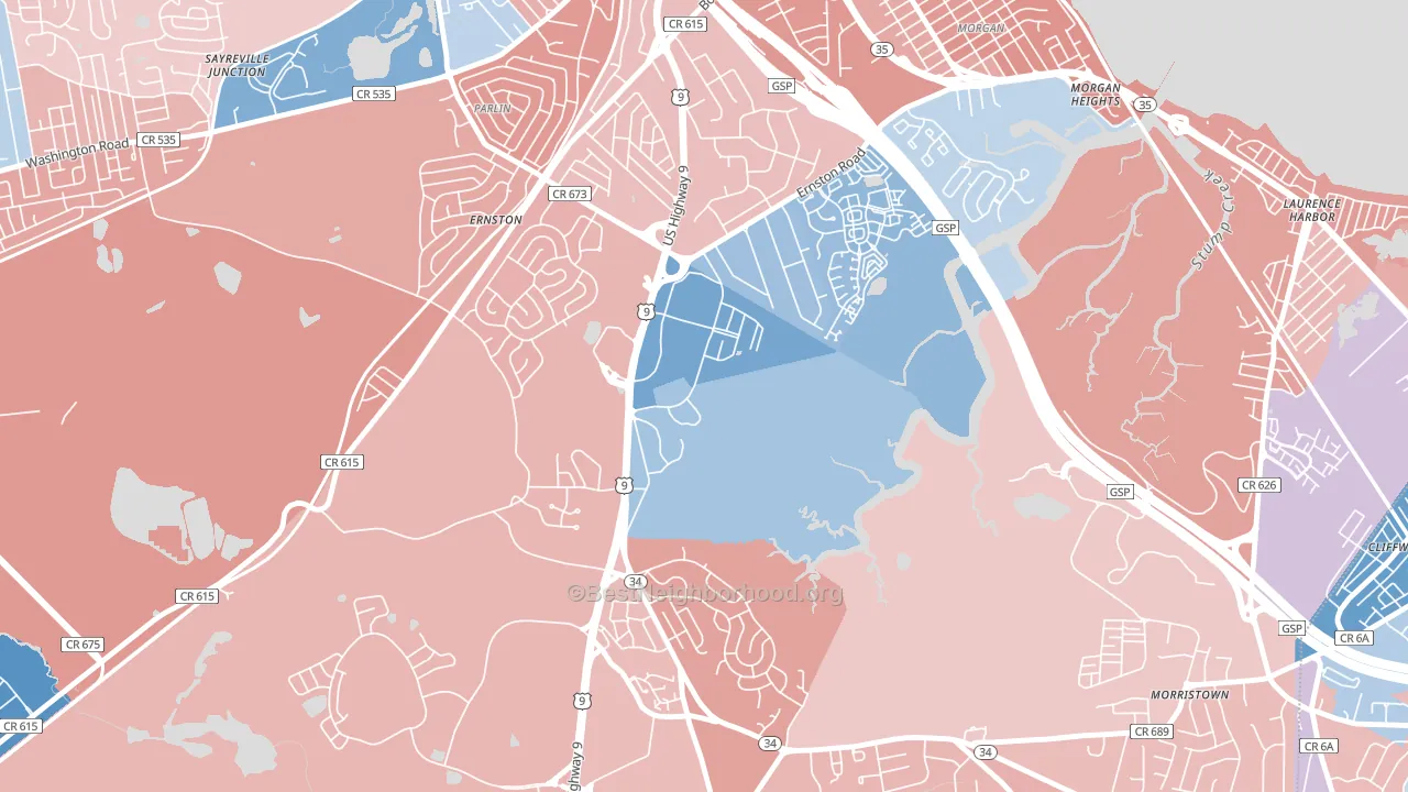 Madison Park, NJ block-group political-lean map