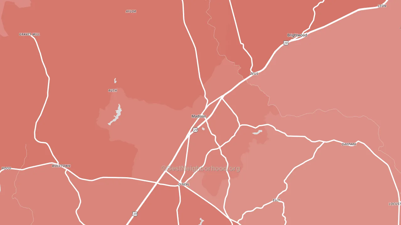 Madison, VA block-group political-lean map
