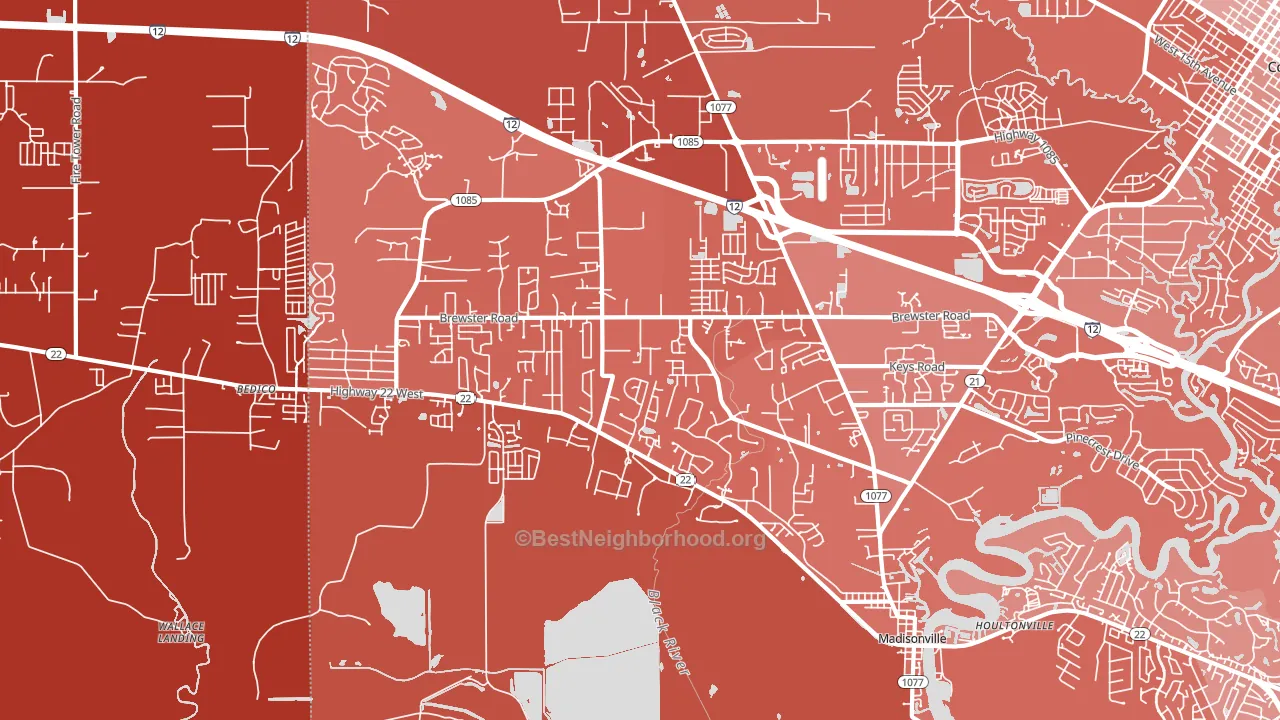 Madisonville, LA block-group political-lean map