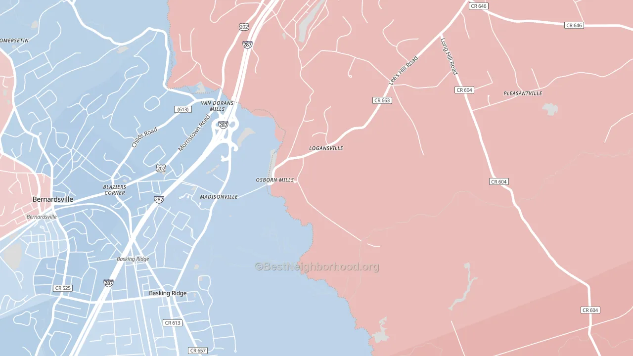 Madisonville, NJ block-group political-lean map