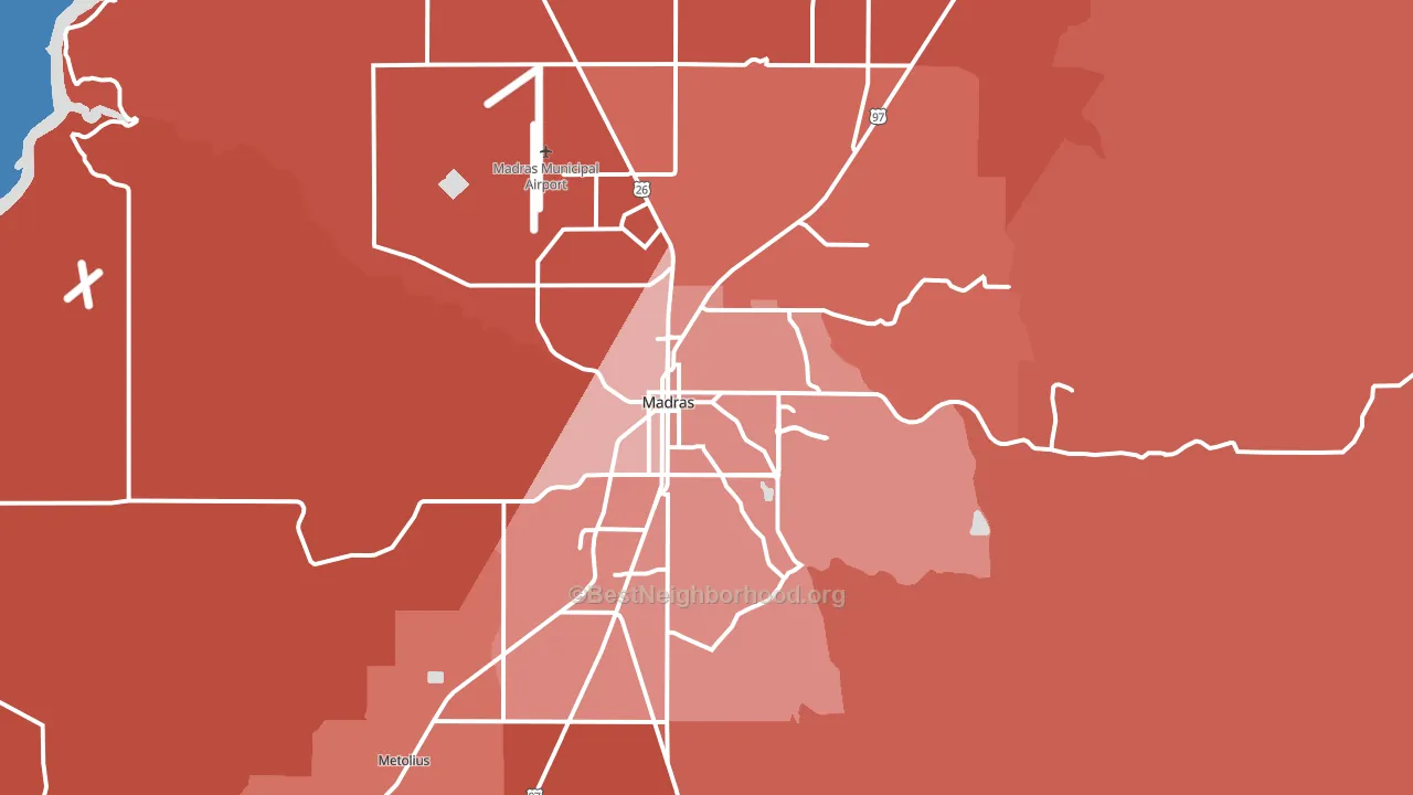 Madras, OR block-group political-lean map