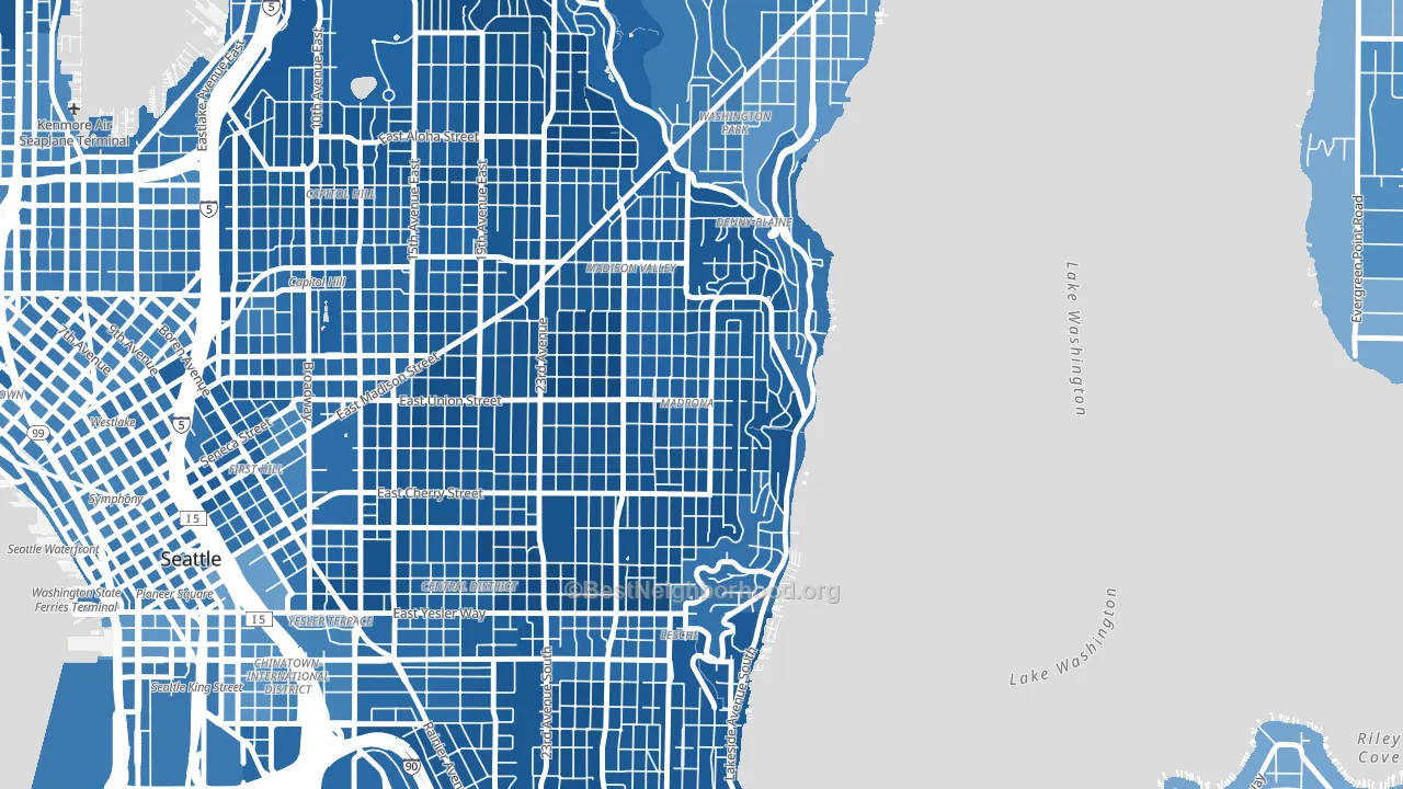 Madrona, Seattle, WA block-group political-lean map