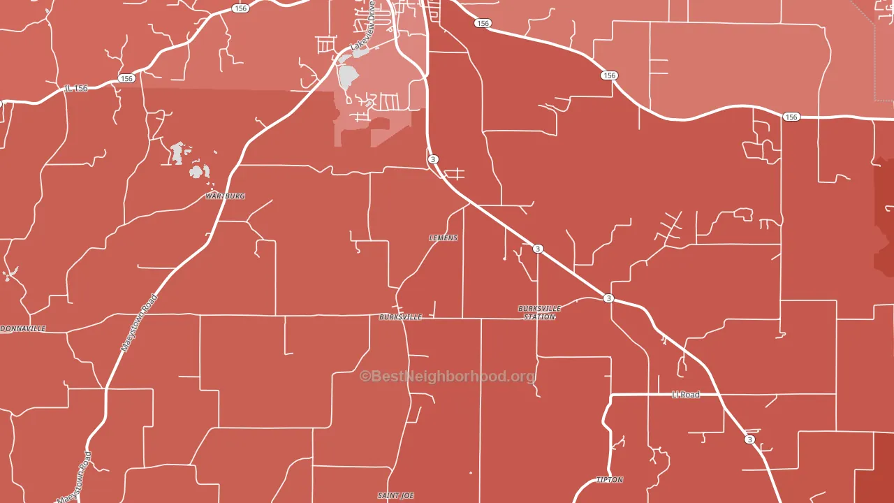 Maeystown, IL block-group political-lean map