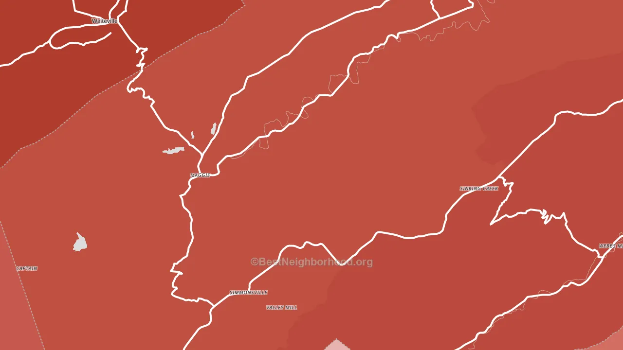 Maggie, VA block-group political-lean map