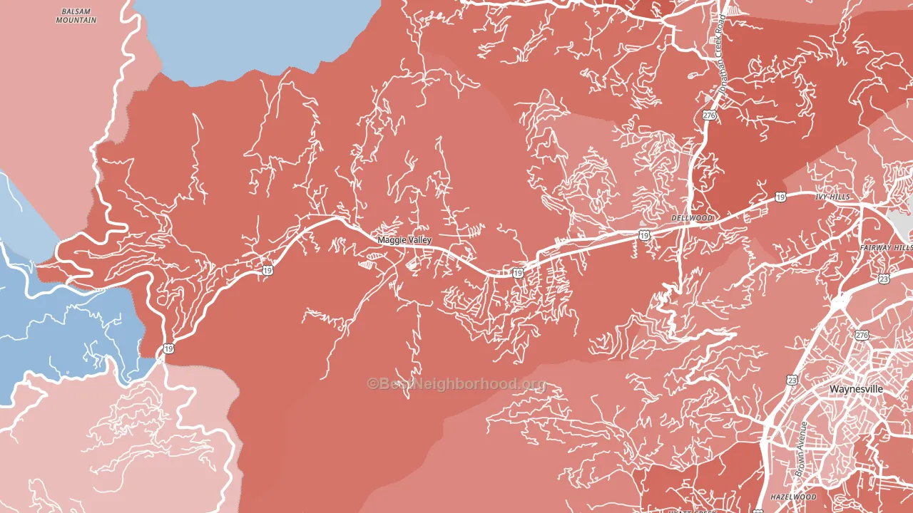 Maggie Valley, NC block-group political-lean map