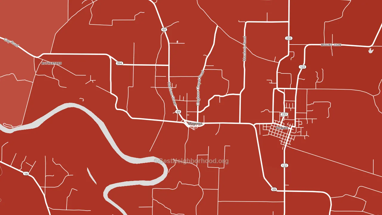 Magness, AR block-group political-lean map