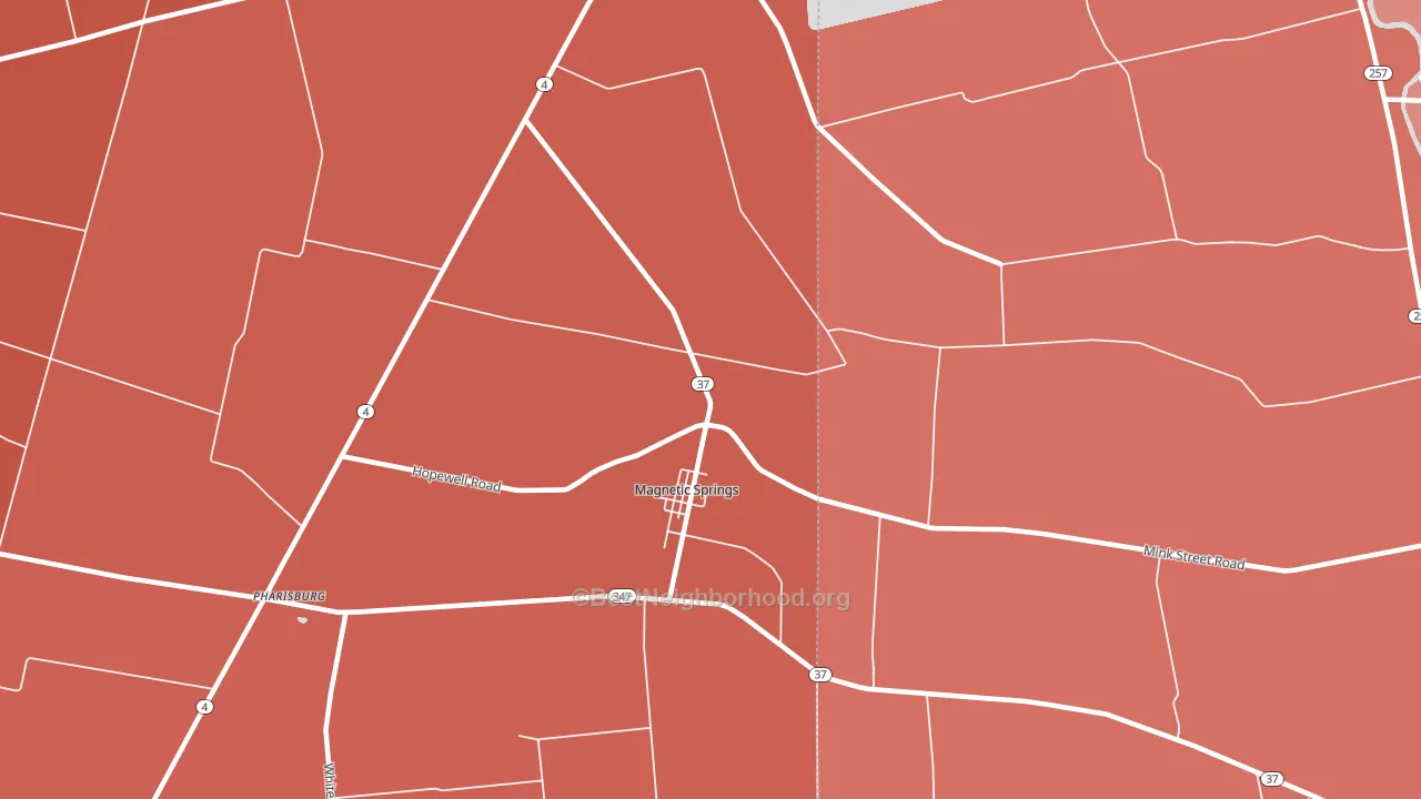 Magnetic Springs, OH block-group political-lean map