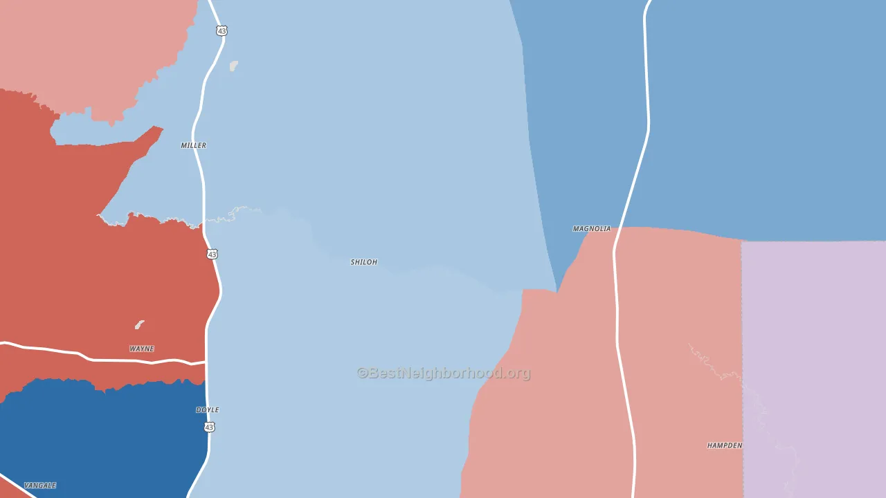 Magnolia, AL block-group political-lean map