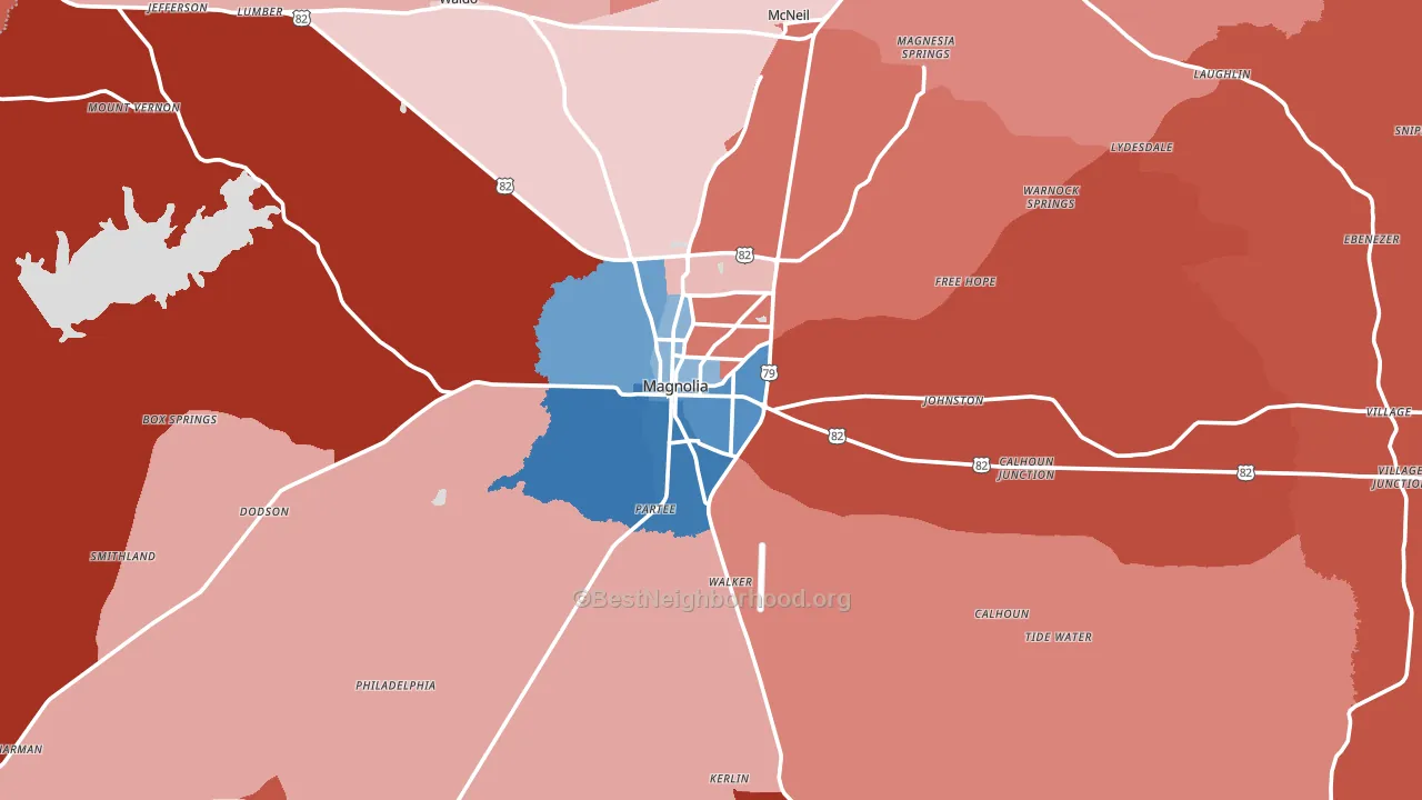 Magnolia, AR block-group political-lean map